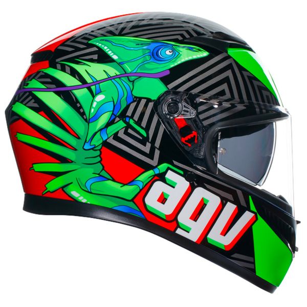AGV K3 Multi Kameleon Black Red Green + Kit Bluetooth Lokui K30