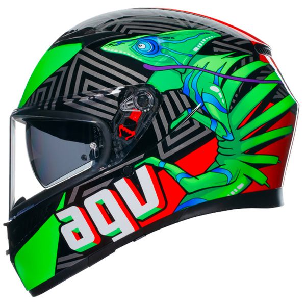AGV K3 Multi Kameleon Black Red Green + Kit Bluetooth Lokui K30
