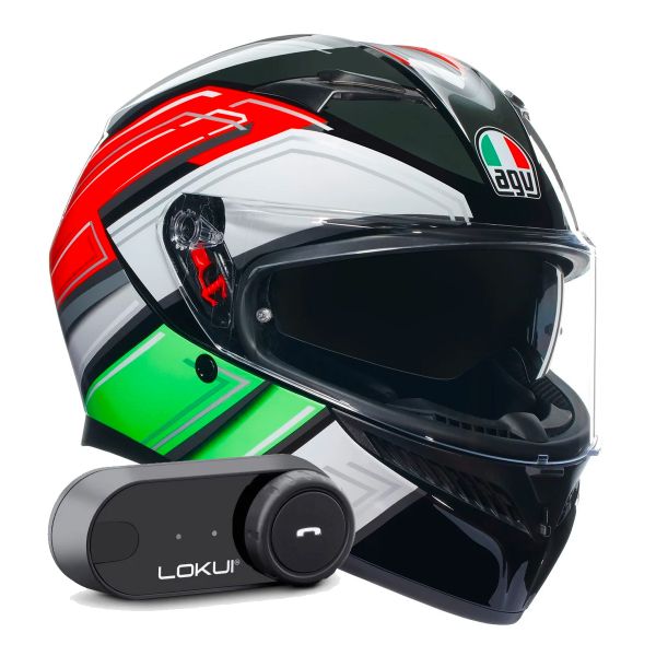 Integral AGV K3 Multi Wing Black Italy + Kit Bluetooth Lokui K30