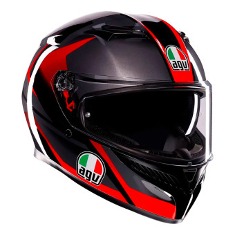 AGV K3 Striga Black Grey Red + Kit Bluetooth Lokui K30