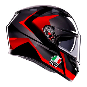 AGV K3 Striga Black Grey Red + Kit Bluetooth Lokui K30