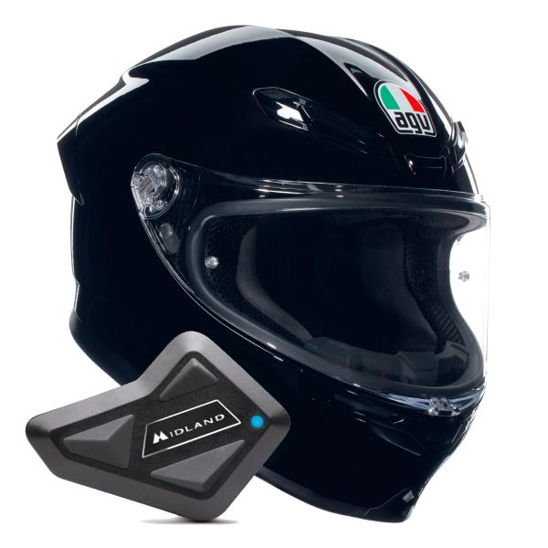Integral AGV K6 S Mono Black + Kit Bluetooth BT Mini