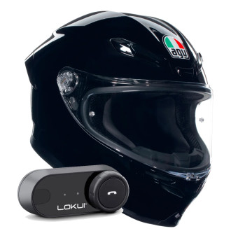 Integral AGV K6 S Mono Black + Kit Bluetooth Lokui K30