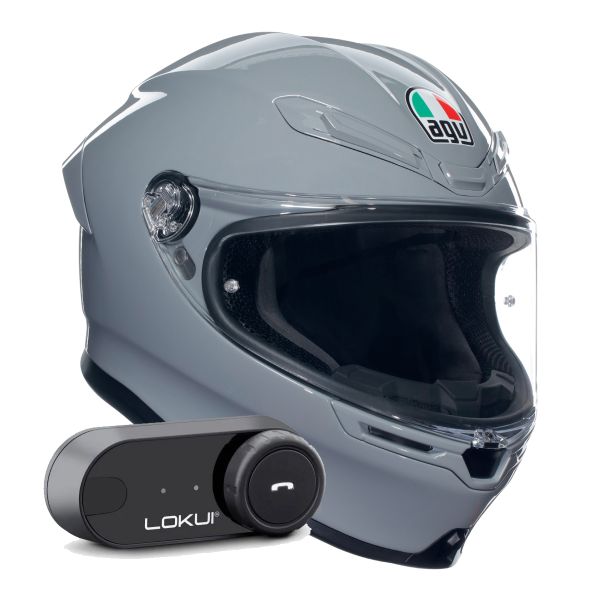 Integral AGV K6 S Mono Nardo Grey + Kit Bluetooth Lokui K30 Integral AGV K6 S Mono Nardo Grey + Kit Bluetooth Lokui K30
