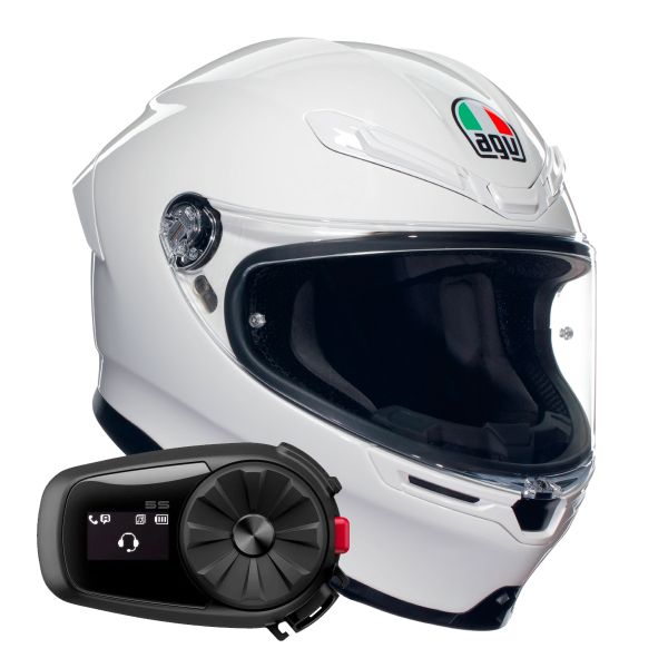 Integral AGV K6 S Mono White + Kit Bluetooth 5S Solo Integral AGV K6 S Mono White + Kit Bluetooth 5S Solo