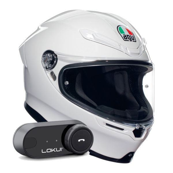 Integral AGV K6 S Mono White + Kit Bluetooth Lokui K30