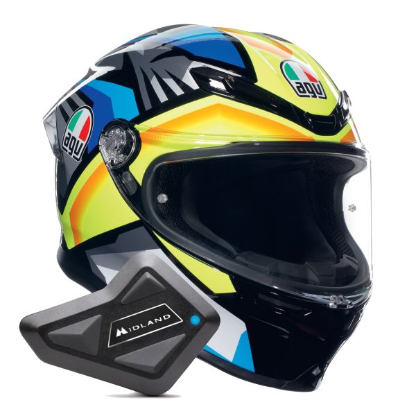 Integral AGV K6 S Multi Joan Black Blue Yellow + Kit Bluetooth BT Mini