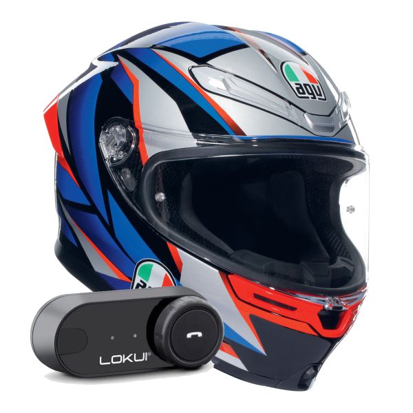 Integral AGV K6 S Multi Slashcut Black Blue Red + Kit Bluetooth Lokui K30 Integral AGV K6 S Multi Slashcut Black Blue Red + Kit Bluetooth Lokui K30