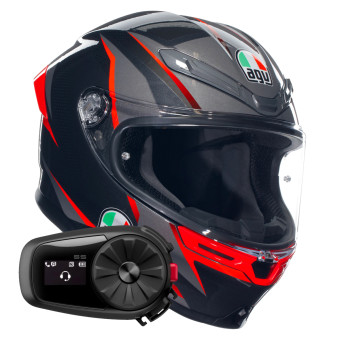 Integral AGV K6 S Multi Slashcut Black Grey Red + Kit Bluetooth 5S Solo