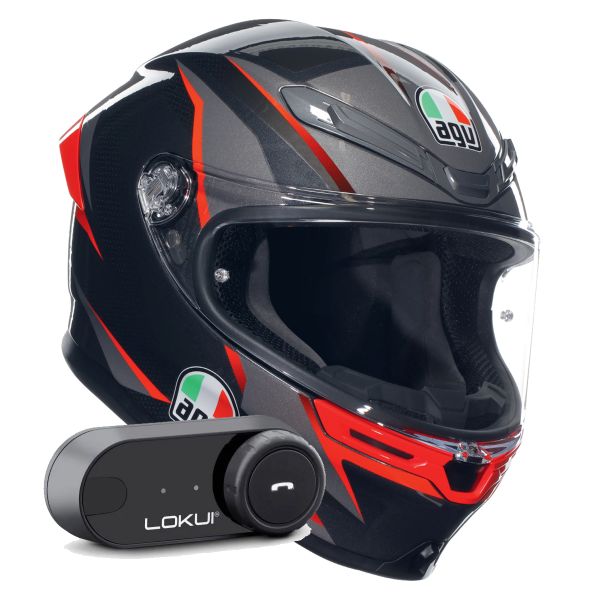 Integral AGV K6 S Multi Slashcut Black Grey Red + Kit Bluetooth Lokui K30 Integral AGV K6 S Multi Slashcut Black Grey Red + Kit Bluetooth Lokui K30