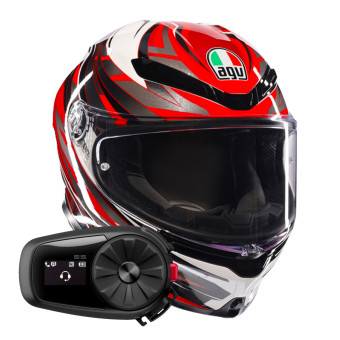 Integral AGV K6 S Reeval White Red Grey + Kit Bluetooth 5S Solo