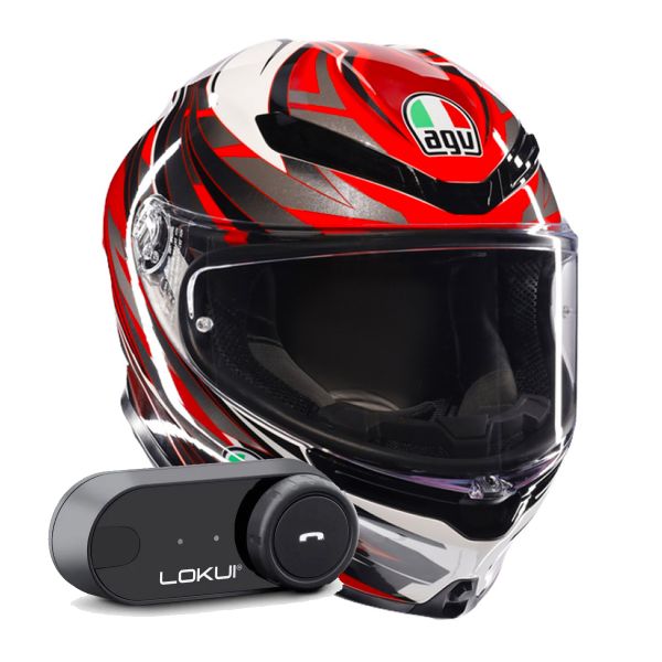 Integral AGV K6 S Reeval White Red Grey + Kit Bluetooth Lokui K30 Integral AGV K6 S Reeval White Red Grey + Kit Bluetooth Lokui K30