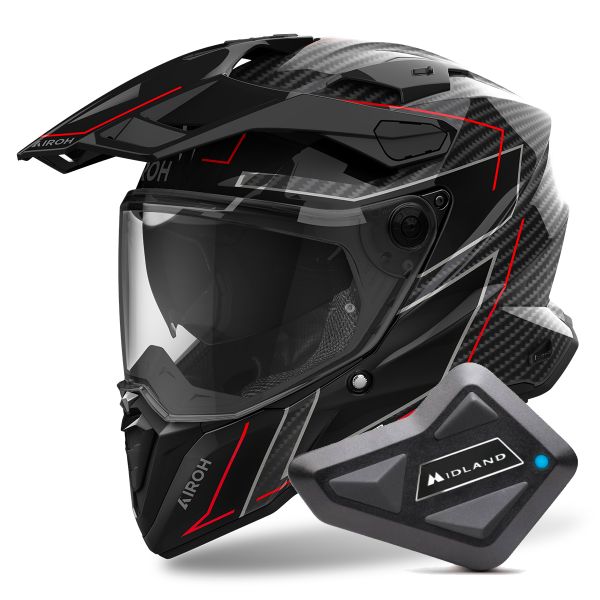 Integral Airoh Commander 2 Carbon Stylish + Kit Bluetooth BT Mini