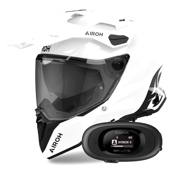 Integral Airoh Commander 2 Color White + Kit bluetooth 5R Lite Solo