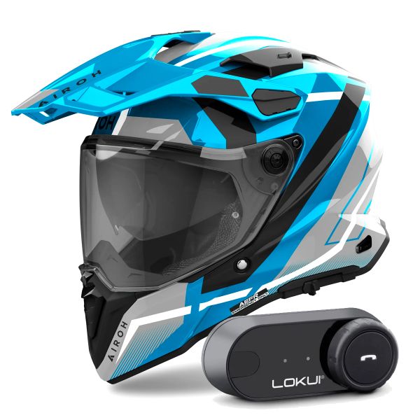 Integral Airoh Commander 2 Mavick Cerulean Blue + Kit Bluetooth Lokui K30