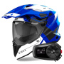 Casque Integral Airoh Commander 2 Reveal Blue + Kit Bluetooth 5S Solo