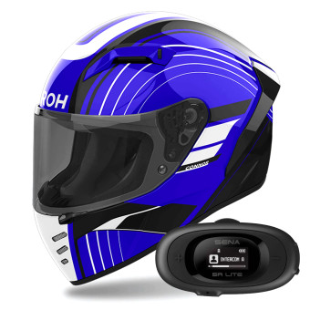 Integral Airoh Connor Achieve Blue + Kit bluetooth 5R Lite Solo