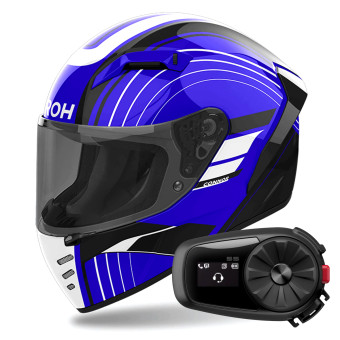 Integral Airoh Connor Achieve Blue + Kit Bluetooth 5S Solo