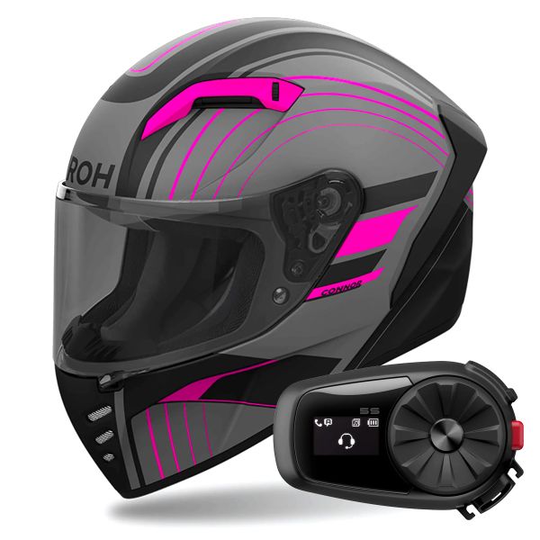 Integral Airoh Connor Achieve Pink Matt + Kit Bluetooth 5S Solo