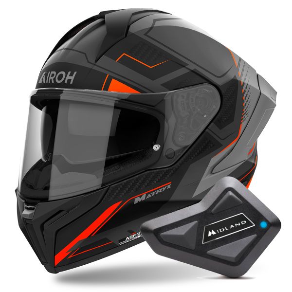 Integral Airoh Matryx Rocket Orange Matt + Kit Bluetooth BT Mini