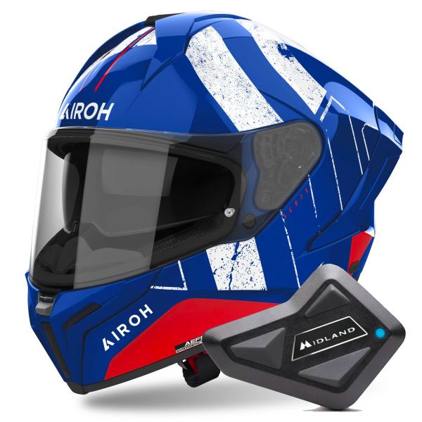 Integral Airoh Matryx Scope Blue Red + Kit Bluetooth BT Mini