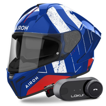 Integral Airoh Matryx Scope Blue Red + Kit Bluetooth Lokui K30