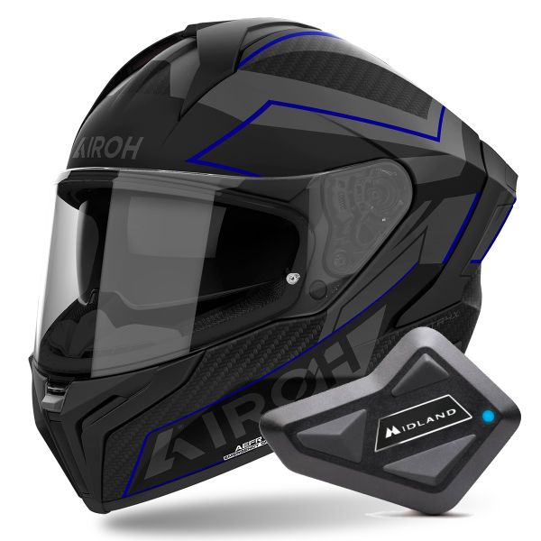 Integral Airoh Matryx Sentinel Blue Matt + Kit Bluetooth BT Mini