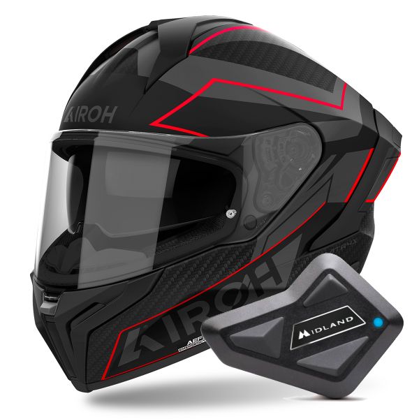 Integral Airoh Matryx Sentinel Red Matt + Kit Bluetooth BT Mini