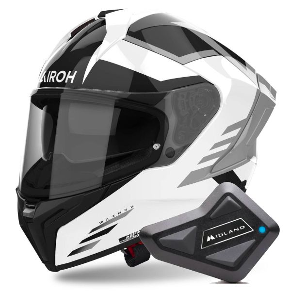 Integral Airoh Matryx Throne White + Kit Bluetooth BT Mini