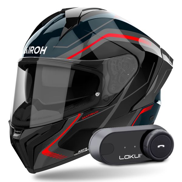 Integral Airoh Matryx Wide Red + Kit Bluetooth Lokui K30