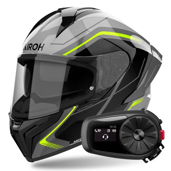 Integral Airoh Matryx Wide Yellow + Kit Bluetooth 5S Solo