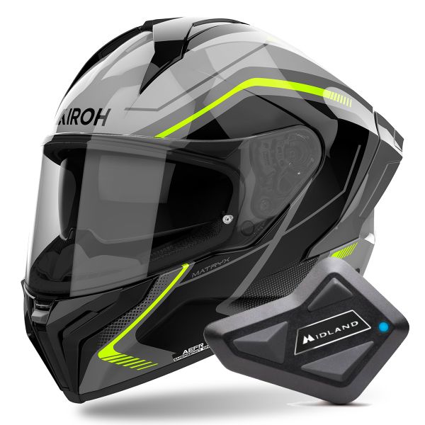 Integral Airoh Matryx Wide Yellow + Kit Bluetooth BT Mini