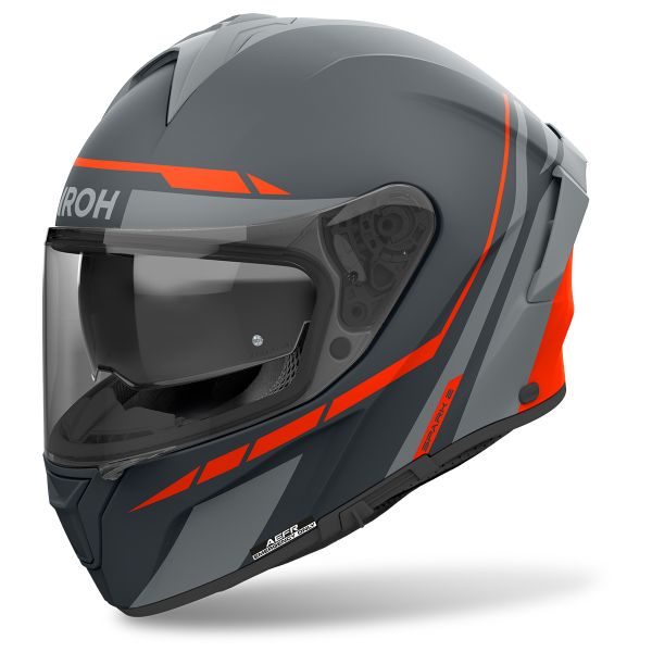 AIROH Casco Moto Full Face SPARK RISE - Blu/Giallo Opaco, Taglia L, HRT, Con Visiera Extra Wide E Pinlock Incluso