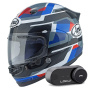 Casque Integral Arai Quantic Abstract Blue White Black + Kit Bluetooth Lokui K30