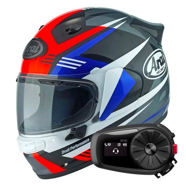 Integral Arai Quantic Mark Red Blue Black + Kit Bluetooth 5S Solo