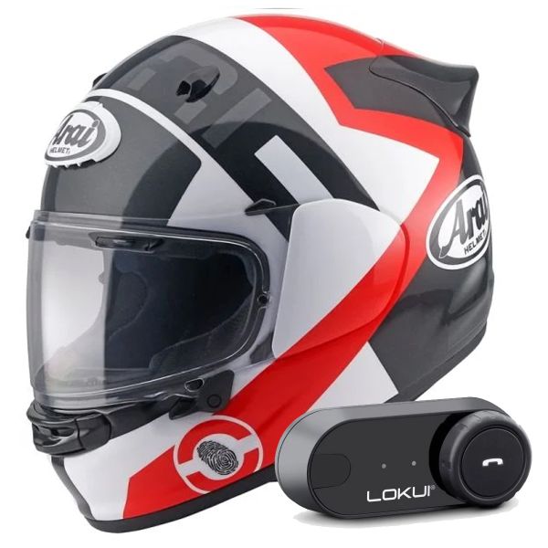 Integral Arai Quantic Space Red + Kit Bluetooth Lokui K30