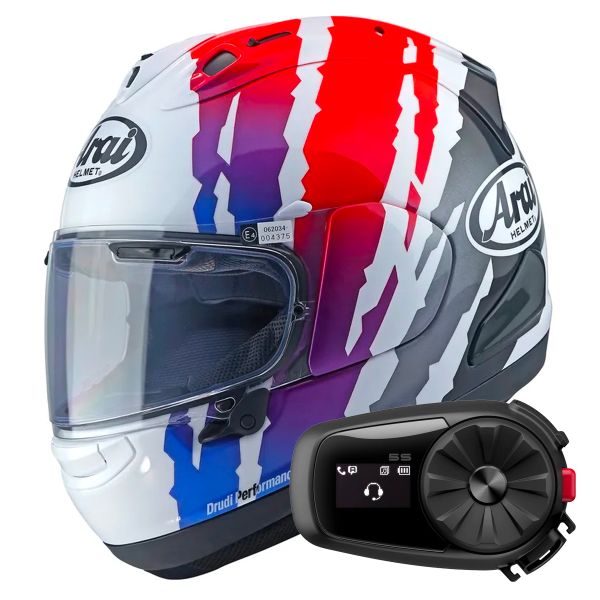 Integral Arai RX-7V Evo Blade Red White Blue + Kit Bluetooth 5S Solo Integral Arai RX-7V Evo Blade Red White Blue + Kit Bluetooth 5S Solo