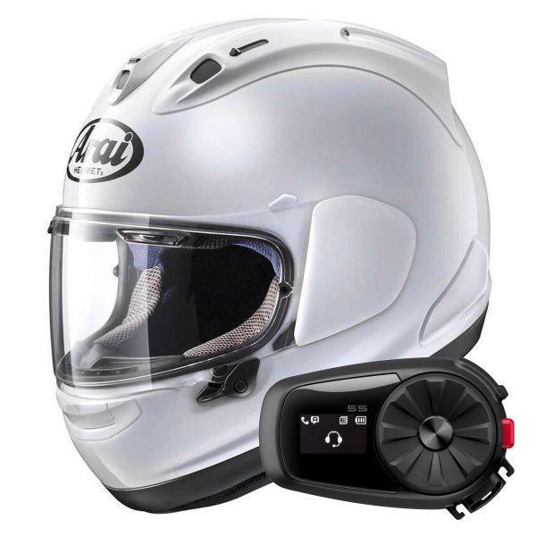 Integral Arai RX-7V Evo Diamond White + Kit Bluetooth 5S Solo Integral Arai RX-7V Evo Diamond White + Kit Bluetooth 5S Solo