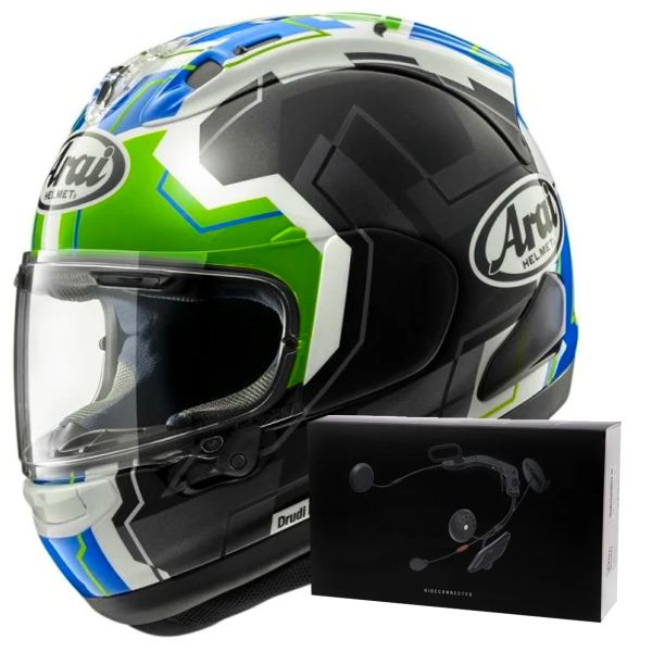 Integral Arai RX-7V Evo JR65 Green + Kit bluetooth ACS10