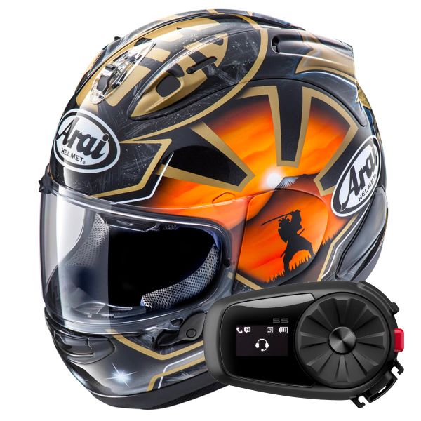 Integral Arai RX-7V Evo Pedrosa Spirit Gold + Kit Bluetooth 5S Solo