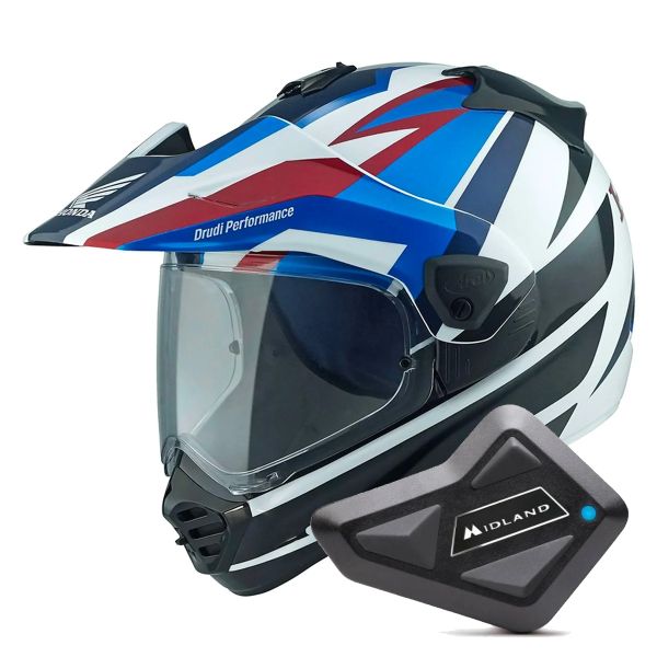 Integral Arai Tour-X5 Africa Twin Blue White Black + Kit Bluetooth BT Mini