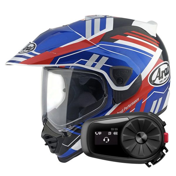 Integral Arai Tour-X5 Trail Blue White Red + Kit Bluetooth 5S Solo