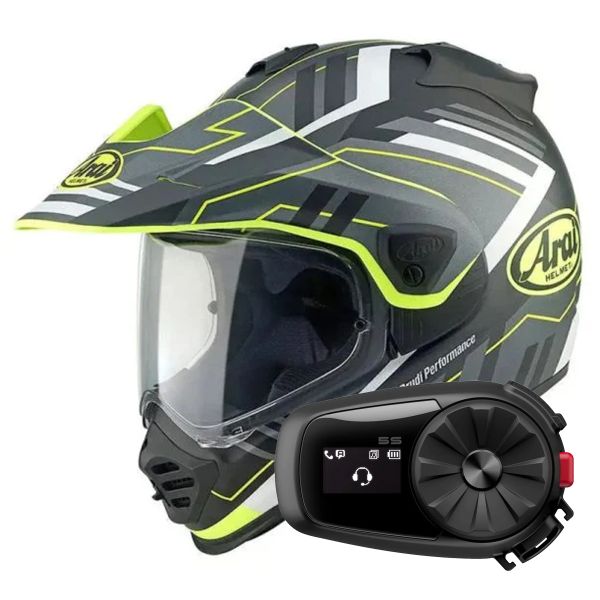 Integral Arai Tour-X5 Trail Yellow White Black + Kit Bluetooth 5S Solo