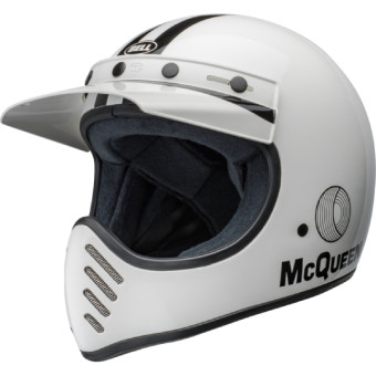 Integral Bell Moto-3 Steve Mcqueen Stripes White Black