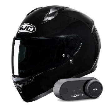 Integral HJC C10 Black + Kit Bluetooth Lokui K30