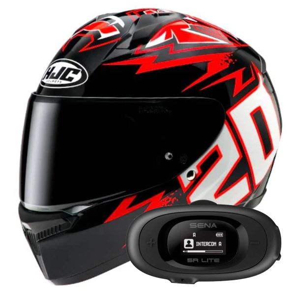 Integral HJC C10 Diablo Mask Quartararo + Kit bluetooth 5R Lite