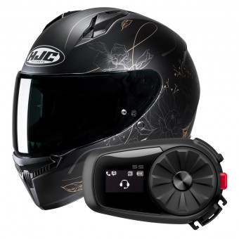 Pack Casco + Kit Bluetooth : Scorpion Exo 1400 Evo Air Shell Matt Black Red  + Kit Bluetooth 5S Solo