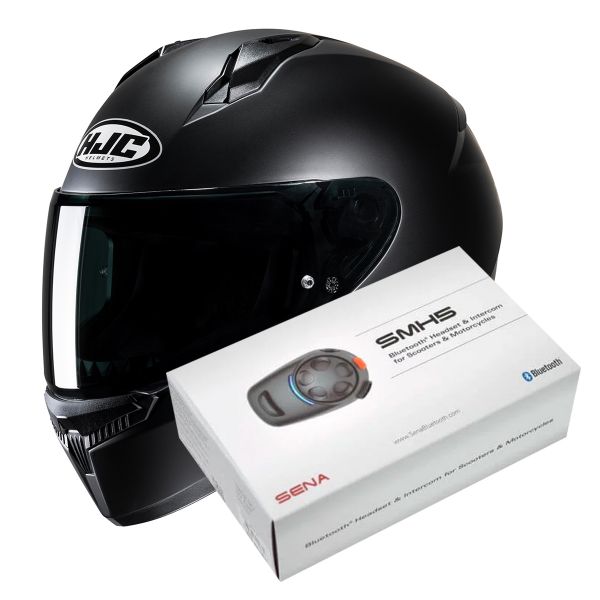 Pack Casco + Kit Bluetooth : HJC C10 Semi Flat Black + Kit Bluetooth SMH5  Solo