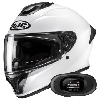 Casque Integral HJC C71 Pearl White + Kit bluetooth 5R Lite Solo Casque Integral HJC C71 Pearl White + Kit bluetooth 5R Lite Solo