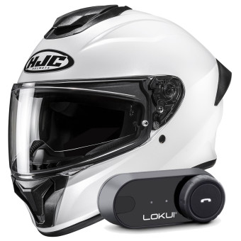 Casque Integral HJC C71 Pearl White + Kit Bluetooth Lokui K30 Casque Integral HJC C71 Pearl White + Kit Bluetooth Lokui K30